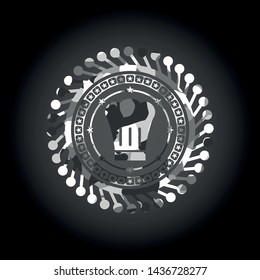 chef hat icon on grey camouflage texture