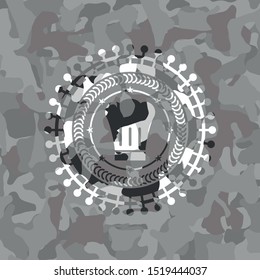 chef hat icon on grey camouflaged pattern