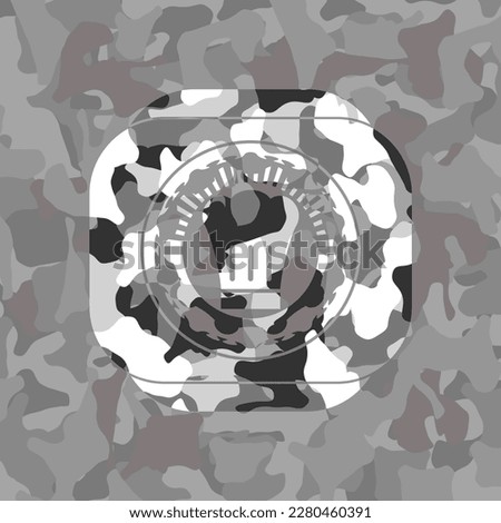 chef hat icon on grey camouflaged pattern. 