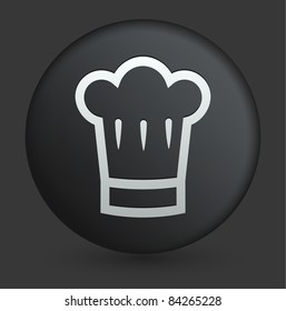 Chef Hat Icon on Round Black Button Collection Original Illustration