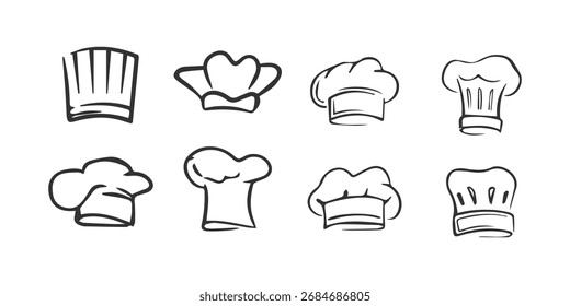 Chef Hat Icon Pack - Símbolos de Vetor Preto para Cozinhar e Design de Restaurante