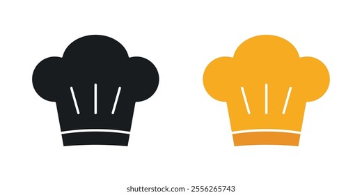 Chef hat icon set in black and colored versions.