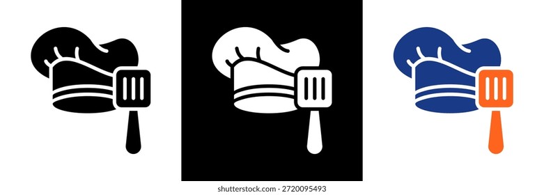Ilustração de vetor de glifo de conjunto de ícones do Chapéu Chef