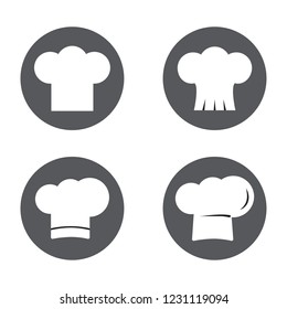 Chef hat icon set isolated on white background. Chef hat icon in flat style. Template for app, label, logo, menu and web site. Creative design concept, vector illustration