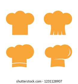 Chef hat icon set isolated on white background. Chef hat icon in flat style. Template for app, label, logo, menu and web site. Creative design concept, vector illustration