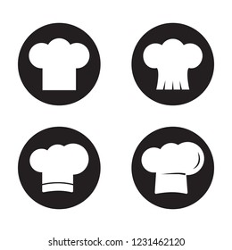 Chef hat icon set isolated on white background. Chef hat icon in flat style. Template for app, label, logo, menu and web site. Creative design concept, vector illustration