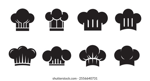 Chef hat icon set. Kitchen chef hat vector flat design. Chef hat isolated. Chef hat symbol.