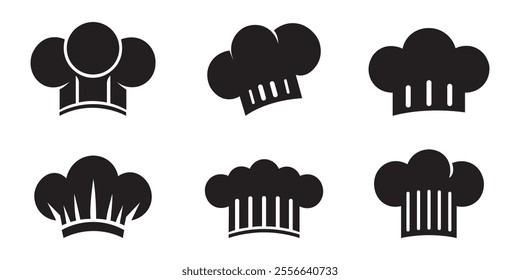 Chef hat icon set. Kitchen chef hat vector flat design. Chef hat isolated. Chef hat symbol.