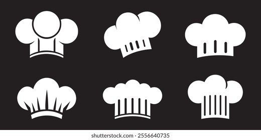 Chef hat icon set. Kitchen chef hat vector flat design. Chef hat isolated. Chef hat symbol.