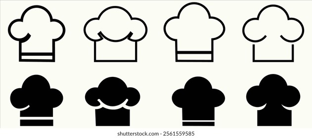 Chef Hat Icon Set in Minimalist Design