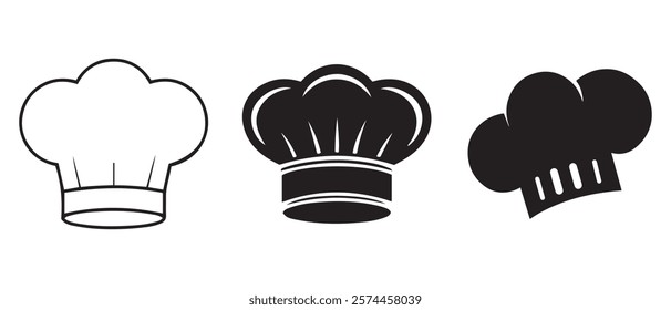 Chef hat icon set. Chef sign. flat illustration of vector icon on white background