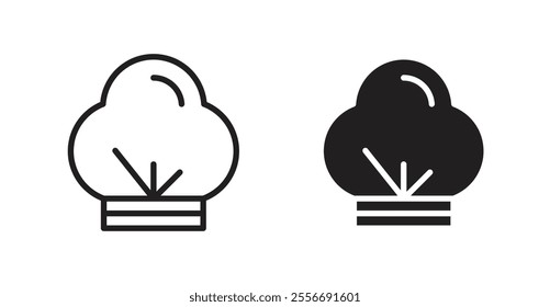 Chef hat icon set in Thin line black color.