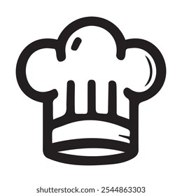 Chef Hut Icon, Chef Hut Ikone symbolisiert kulinarische Kunst und Kochen. Ideal für Restaurants, Speisen und Küchendesigns.