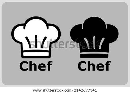 chef hat icon in thin line and silhouette style in vector illustration. toque blanche icon Foto stock © 