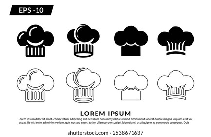 Chef hat icon. Toque, chef, cook, table, restaurant concept vector. Chef toque icon on a white background. EPS 10