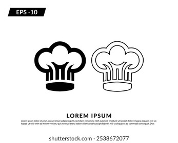 Chef hat icon. Toque, chef, cook, table, restaurant concept vector. Chef toque icon on a white background. EPS 10