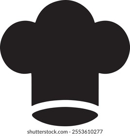 
A chef hat icon vector art illustration silhouette style on a white background.