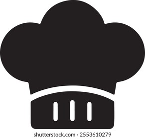 
A chef hat icon vector art illustration silhouette style on a white background.