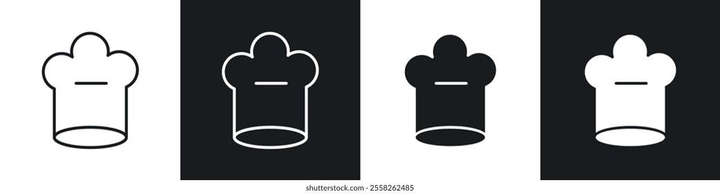 Chef hat icon vector collection in black and white.