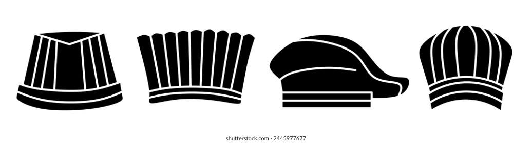 Chef hat icon vector illustration collection. Chef hat design. Stock vector.