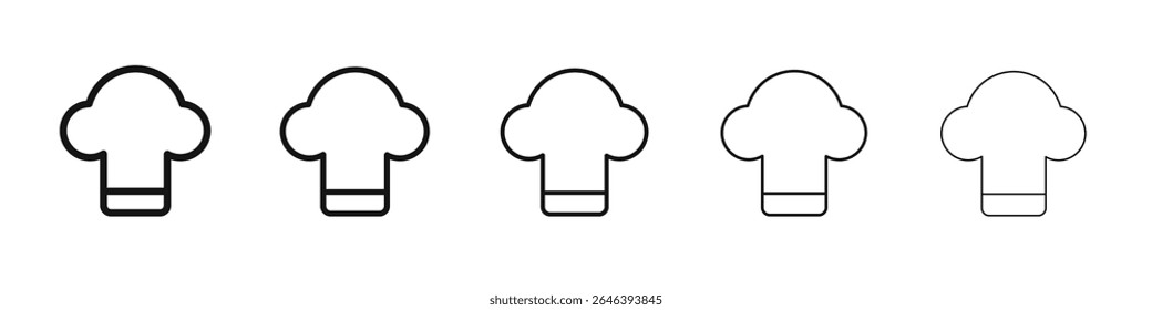 Chef hat icon vector outline set illustration sign