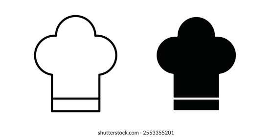 Chef hat icons in black filled and outlined style