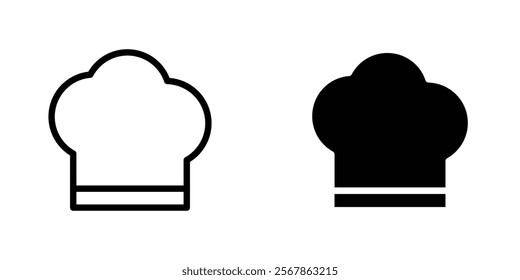 Chef hat icons collection in Filled flat and thin line style.