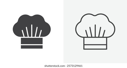 Chef hat icons. flat and line style set