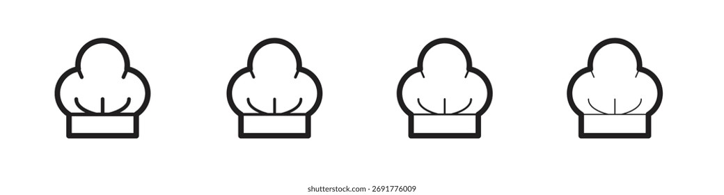 Koch Hut Icons Illustrationen Sammlung auf weißem Hintergrund. Pixel perfekte Vektorgrafik