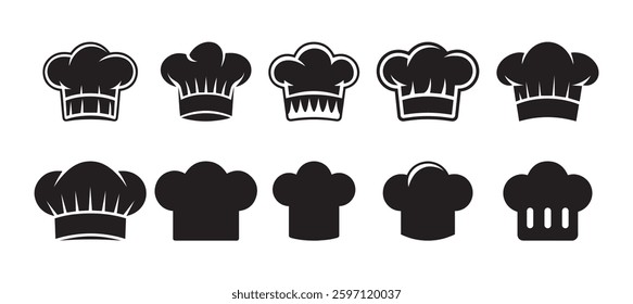 Chef Hat Icons On White Background