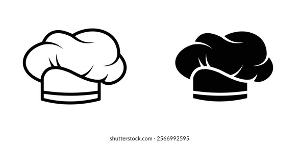 Chef hat icons in outline and fill. vector illustration for ui.