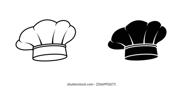 Chef hat icons in outline and fill. vector illustration for ui.