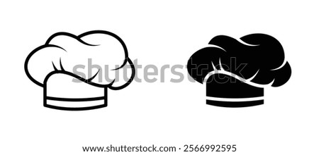 Chef hat icons in outline and fill. vector illustration for ui.