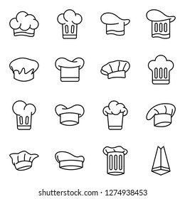 Chef hat icons pack. Isolated chef hat symbols collection. Graphic icons element