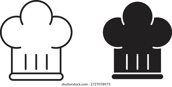 Chef hat icons set. Simple line vector illustration