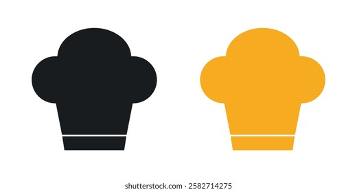 Chef hat icons set vectors black and colored style