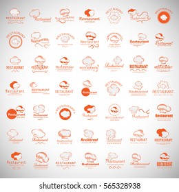 Chef Hat Icons Set-Isolated On Gray Background.Vector Illustration,Graphic Design.For Web Site,App,Print,Presentation Templates,Mobile Applications And Promotional Materials.Huge Thin Line Collection