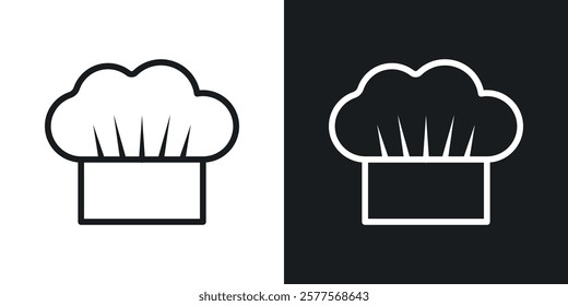 Chef hat icons in thin black and white stroke liner style