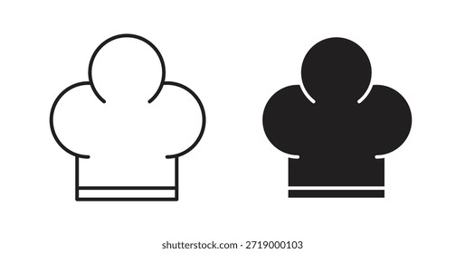 Iconos del sombrero del cocinero, símbolos del Vector. cartel plano lleno