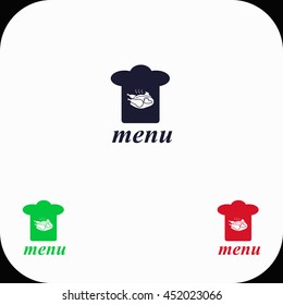 Chef hat Illustration set. Blue, green, red icon.