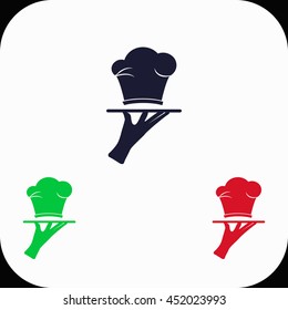 Chef hat Illustration set. Blue, green, red icon.