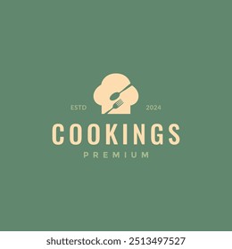 chef hat kitchen house concept logo design flat vector