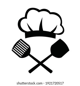 ilustración gráfica vectorial de sombrero chef y herramientas de cocina. logotipo del restaurante