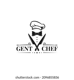 chef hat, knife, Bow tie, tuxedo, utensil vintage restaurant logo