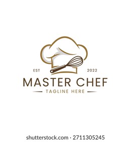 Kochmütze Messer und Gabel Besteck Küche Restaurant kulinarisches Symbol Vektor Logo Vorlage
