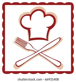 Chef hat with knife and fork sign vector