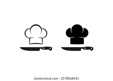 chef hat and knife logo, restaurant bakery chef