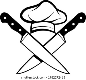 chef hat  knife vector - logo