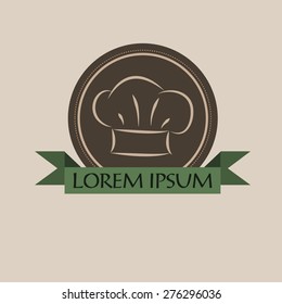 Chef hat. Label and logo for restaurant menu design template.