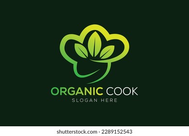 Chef hat and leaf logo or vegetarian cooking logo design